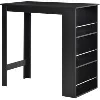 Mesa de Bar de Bistro Mesa de Comedor con 3 Estantes para Bebidas y Barra Estructura de Madera Mesa Alta para Cocina Sala de Estar 112x57x106 cm Negro - details 0