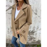 Otoño Invierno abrigos de lana para mujer casual cuello vuelto chaqueta abrigo señora - details 3