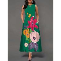 Women's Boho Long Dress Elegant Sleeveless Floral Print Casual Beach Party Summer Dress - details 18