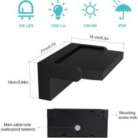 Lámpara LED de Pared de 24W para Exterior Interior IP65, Luz de Pared Ajustable, Moderno Apliques de Pared Aluminio para Entrada Jardines Pasillo Sala, Blanco Cálido 2700K-3000K, Bronce - details 83