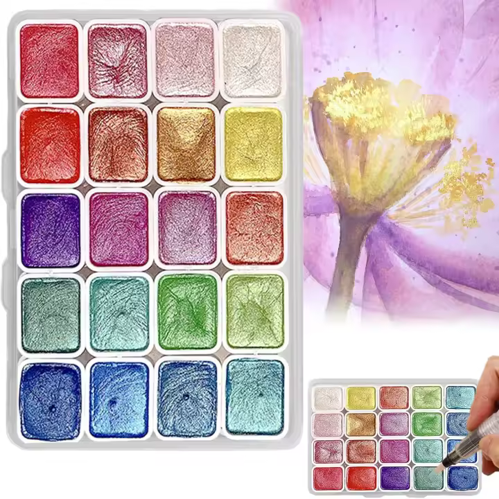 Pintura de acuarela que cambia de color con colores brillantes, caja de pintura sólida de acuarela para niños, adultos, artistas principiantes - 1