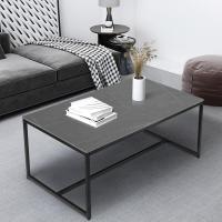 Mesa de centro de mármol para café: Mesa auxiliar de café con marco de metal estilo nórdico moderno para sofá de salón 100x60x43cm (gris) - details 3