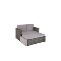 Sofá de Ratán con Taburete Conjunto Jardín Sillón Mueble Exterior con Almohadillas Gruesas - details 7