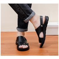 Sandalias de cuero para hombre, zapatos suaves de playa y exterior, planos, color negro, para jardín, 2024 - details 5
