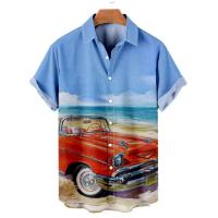 Camisas para hombres 3d Vintage moda Vio Rocker impreso Rockabilly camisa hawaiana Tops de manga corta ropa de calle al aire libre - details 8