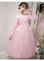Vestido de niña para otoño/invierno, estilo princesa, largo, con flores, para boda, fiesta, piano. - details 17
