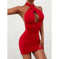 Vestido halter cruzado con corsé sin espalda sexy bodycon para mujer - details 4