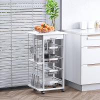 Carrito Cocina Ruedas Multiusos Cajón 4 Cestas Extraíbles Metal y Bastidores Laterales 47x37x83 cm Mara Natural - details 10