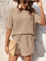 Conjunto de dos piezas de pantalones cortos para mujer, traje de manga corta - details 3