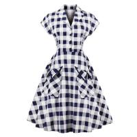 Vestido Elegante Midi de Algodón con Cremallera Retro Estilo Pinup Vintage para Mujeres - details 1
