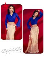 Baile de tres mujeres, blusas y faldas de gasa de manga larga, trajes de danza del vientre oriental para niñas - details 18