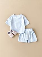 Conjunto de camiseta de verano con parche de helado para niño, versión coreana, conjunto de dos piezas con top de cuello redondo de algodón para bebé - details 6