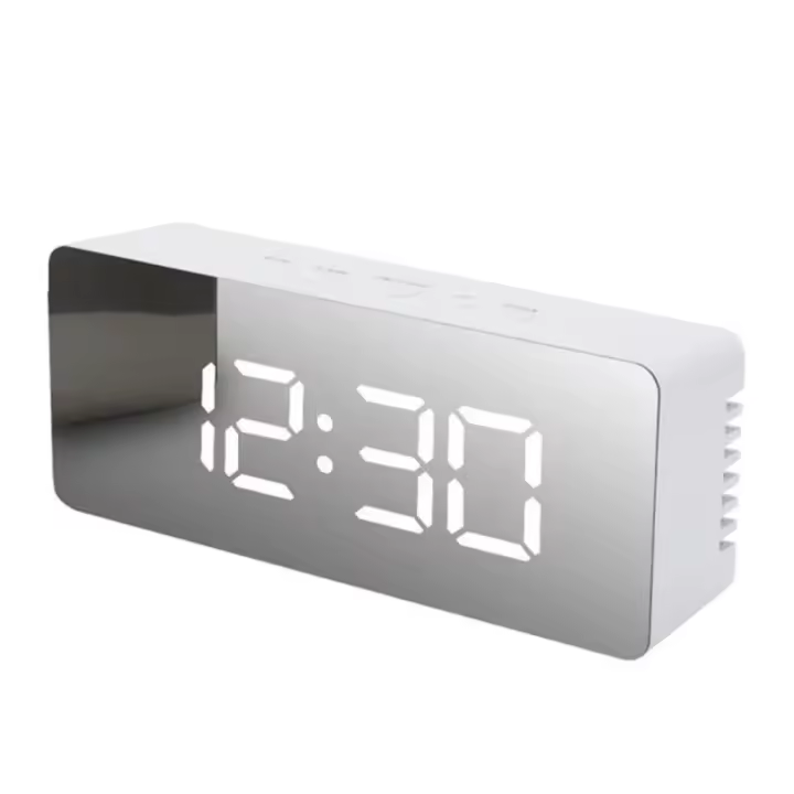 Reloj despertador Digital con función de atenuación de temperatura para dormitorio, oficina, batería de viaje y espejo LED alimentado por USB - 1