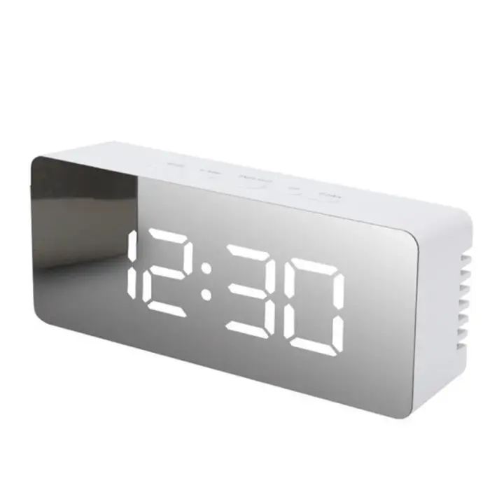 Reloj despertador Digital con función de atenuación de temperatura para dormitorio, oficina, batería de viaje y espejo LED alimentado por USB - 1