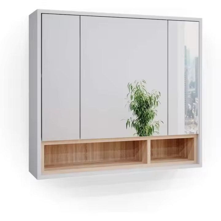 Armario con Espejo para baño Beatrice, Antracita/Sonoma, 80 x 72 cm - 1