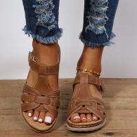 Sandalias cruzadas retro para mujer, zapatos cómodos con parte inferior de cuña suave y ligera, Moda Primavera - details 2