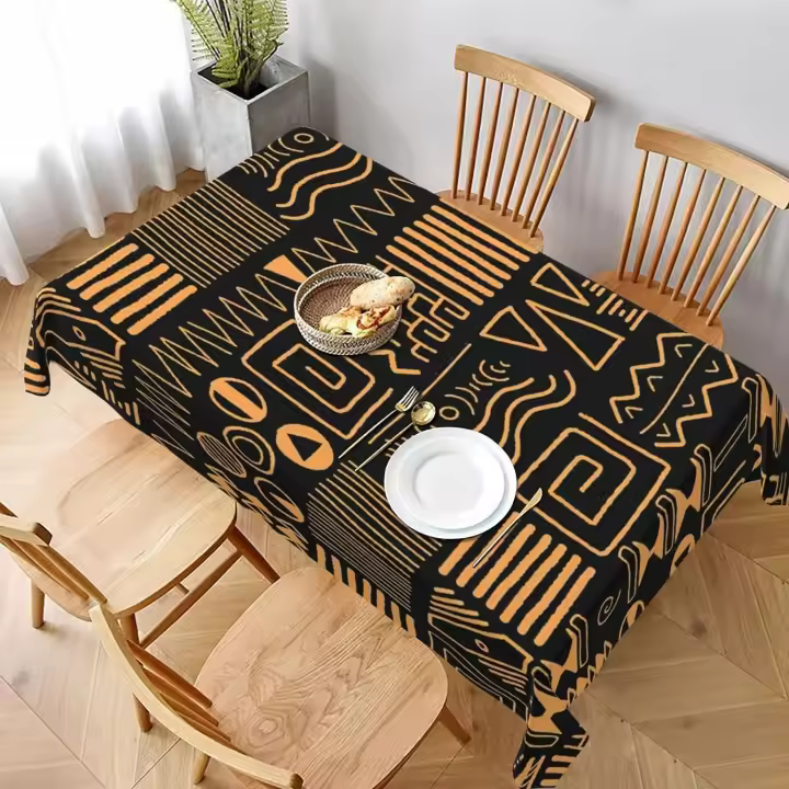 Decoración de mesa de comedor de cocina rectangular con patrón étnico africano, mantel impermeable lavable, decoraciones para fiestas navideñas - 1
