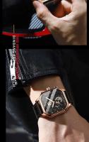 Reloj de Cuarzo de Lujo Automático Diseño Impermeable de Acero Inoxidable Correa de Cuero - details 1