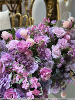 Camino de mesa de rosa púrpura de lujo, telón de fondo de boda, marco de arco de cuerno, arreglo de decoración, soporte de flores para escenario Floral, centro de mesa Ba - details 11