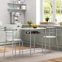Con 2 Sillas, Juego de Muebles de Cocina de 3 Piezas, para Espacios Pequeños, Jardín, Estudio Blanco - details 1