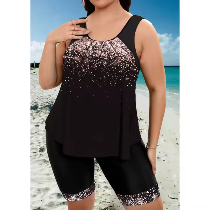 Tankini de Cinco Pantalones para Mujer Traje de Baño Sexy Tallas Grandes Disponibles Moda de Playa - 1