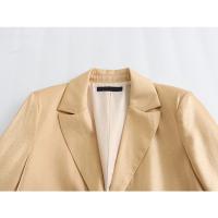 Chaqueta de Moda de Primavera para Mujer Blazer de Manga Larga con Abajo Dorado - details 3