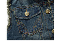 Chaleco vaquero informal para hombre con estilo de cuello, ajustado, sin mangas, rasgado, moda Hip Hop, Material exterior de algodón - details 4