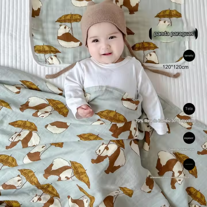 Toalla de Gasa de Bambú de Verano Suave para Recién Nacidos Sábanas Ajustables Ropa de Cama Segura - 1