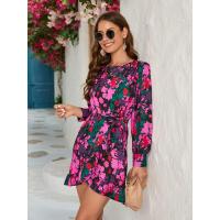 Vestido corto de manga larga para mujer, elegante y bonito estilo de cuello redondo Moda 2025 - details 2