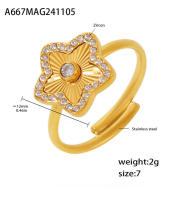 Elegante Anillo de Ovalado Recorte Placa Cubic Zirconia Anillo de Boda Mujeres Joyería Fina Metal Anillo de Acero Inoxidable - details 2