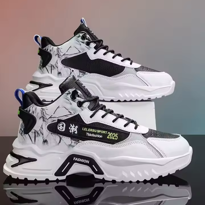 Zapatillas de deporte altas para hombre, zapatillas blancas pequeñas, calzado informal para correr, novedad de primavera y otoño - 1