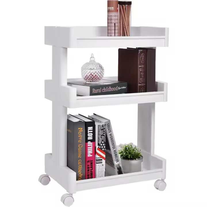 Carrito de Plástico con 3 Niveles Estante de Almacenamiento para Cocina y Baño con Ruedas - 1