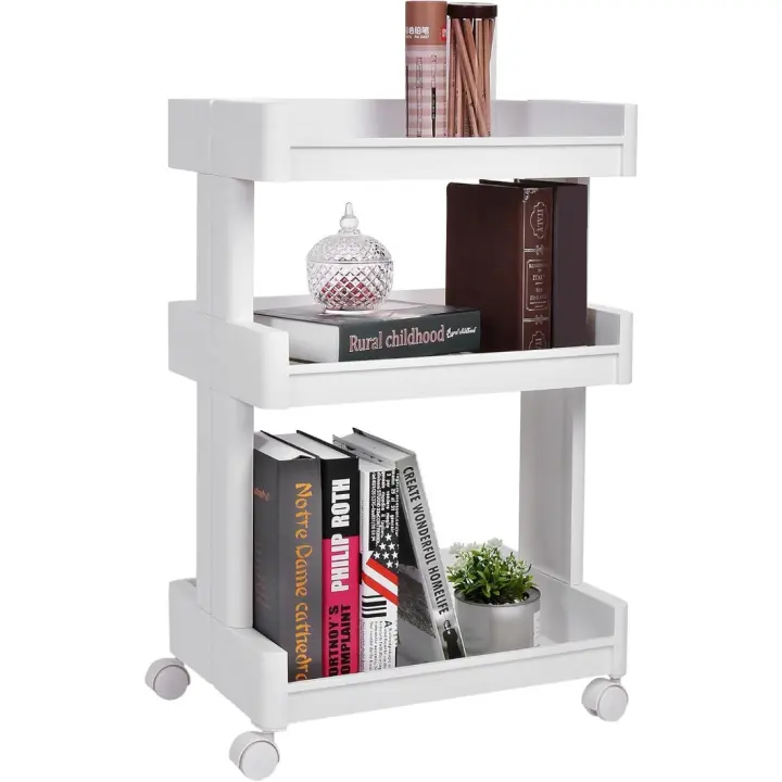 Carrito de Plástico con 3 Niveles Estante de Almacenamiento para Cocina y Baño con Ruedas - 1