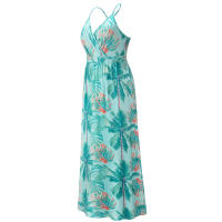 Vestidos largos con cuello en V para mujer, sin mangas, cintura alta, estampado Azul Marino - details 6