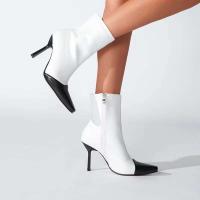 2024 moda europea dos tonos empalme tacón fino vestido de lujo botines zapatos de mujer - details 0