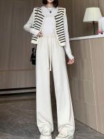 Chic Cardigan Coreano Elegante Camiseta Larga sin Mangas para Mujer Rayas Casuales - details 4