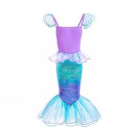AmyStylish Niñas Princesa Sirena Ariel Cosplay Halloween Fiesta de Cumpleaños Verano Playa Vacaciones Vestido - details 41