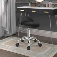 Taburete de oficina de terciopelo con ruedas, taburete giratorio, altura del asiento ajustable, altura 43-54,5 cm - details 17
