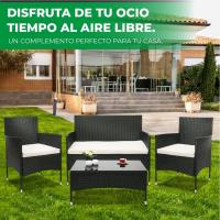 Conjunto de jardín exterior/muebles de jardín exterior con 2 sillones, 1 sofá y 1 mesa baja de plástico - details 4