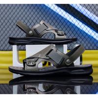 Sandalias de cuero para hombre, zapatos suaves de playa y exterior, planos, color negro, para jardín, 2024 - details 16