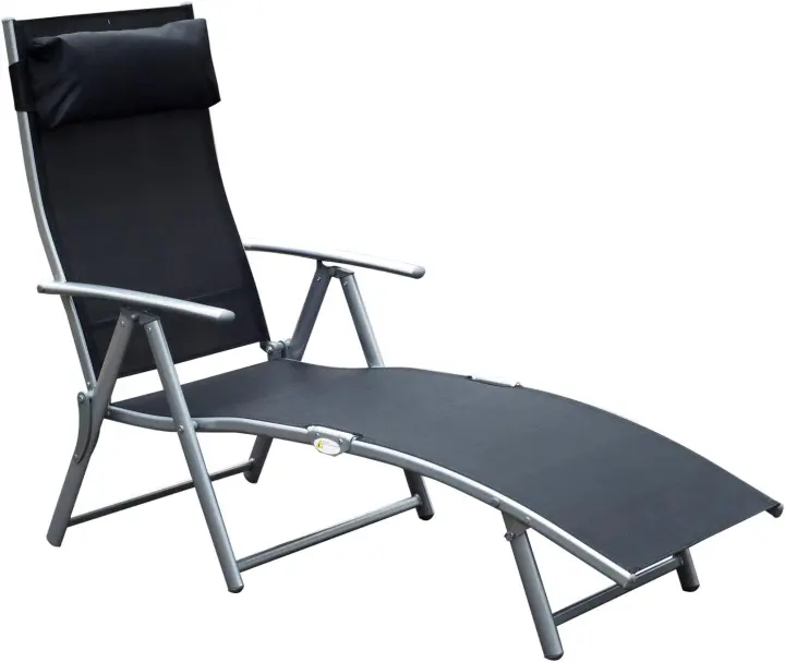 Sillón de Jardín Plegable con Resalto Ajustable 7 Niveles Carga de 165kg - 1