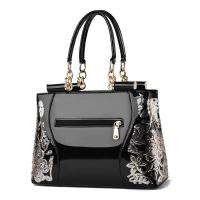 Bolso retro de gran capacidad de cuero brillante bordado de doble cara para mujer, bandolera de hombro atmosférica, mochila de lujo de alta gama - details 6