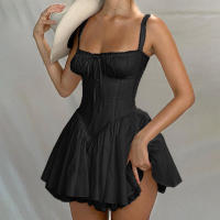 Vestido acampanado con panel de encaje de alta calidad, blanco encantador para fiestas y vacaciones, minivestidos corsé sin mangas, dulce elegante - details 17