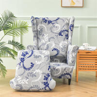 Funda para silla con respaldo alto y estampado elástico, funda para sillón con ala de un solo asiento, forma de 2 piezas - details 13