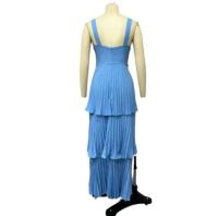 Con correas cansadas y temperamento de cintura alta para mujeres, vestido elegante estilo socialité de moda retro, color sólido - details 4