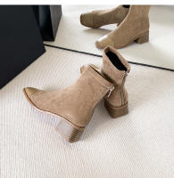 Botas cortas de tacón medio negro simple que combinan con botas de hombre de tacón grueso - details 24