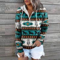 Sudaderas con capucha para mujer, abrigo de talla grande, Jersey bohemio, Retro, estampado geométrico, San Valentín, Primavera - details 3