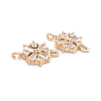Abalorios de latón y circonita de Color dorado de 18K con 2 agujeros, abalorios de conexión de copos de nieve y flores, accesorios para pendientes para hacer joyas Diy de alta calidad - details 14