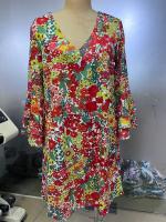 Vestido con volantes y manga de cuarto para mujer, falda de playa con estampado colorido, cuello en V, novedad de verano - details 2