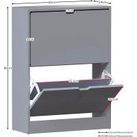 Diseños Zapatero con 2 cajones, Ahorro de Espacio, con 2 cajones abatibles, Mueble para Pasillo y Sala de Estar, 100% Certificado FSC (Gris) - details 1